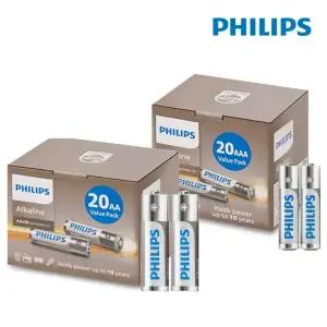 필립스 알카라인 건전지 AA20개+AAA20개