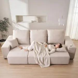 삼익가구 플러셔 4인용 쿠션형 구스 모션 슬라이드 확장형 리클라이너 소파