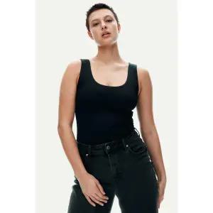 [정품] HM 여자 맨투맨 긴팔 티셔츠 반팔 마이크로파이버 슬리브리스 탑 블랙 1277846001