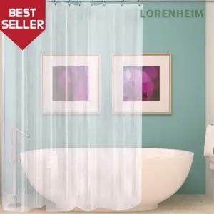로렌하임 투명 샤워커튼 180x200cm 욕실용 방수비닐 대형커튼링포함