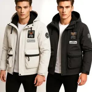 봄가을 남성 LEDUN 레티노 가슴사각 로고패치 건빵지퍼 더블포켓 발수 방풍 후드 탈부착 캐쥬얼 점퍼 발수 방풍 보온 바람막이 점퍼 재킷/2