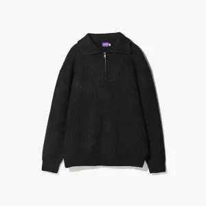 [하프클럽/에스티코]솜사탕_반집업 솔리드 니트 블랙 (오버핏) SKTVD61OSB