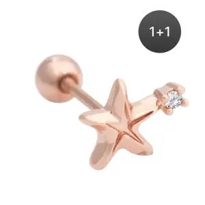 14K 금침 별가사리 불가사리 큐빅 데일리 피어싱 귀걸이 1+1