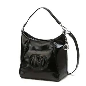 [헤지스](센텀시티점)핸드백 시그니처 H 패치 블랙 호보숄더백 S (롱스트랩SET) (유광) HIBA5F524BK