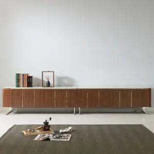 루마노 갤러리 포세린 통세라믹 스텐 스틸 월넛 서랍 2800 거실장 TV장