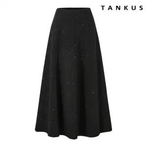 스팽글 플레어 니트 융털 롱 밴딩 스커트 (TX4SK013L0)