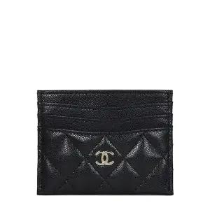 샤넬 블랙 금장 클래식 캐비어 3단 플랫 카드홀더 AP4472 B10583 C3906
