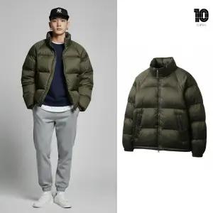 [백화점 출고] 탑텐 패딩 남자 에어테크 볼륩 헤비 카키 하이넥 퀼팅 숏 보온성 데일리 자켓 점퍼