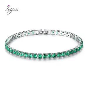 에메랄드팔찌 19CM 참 사파이어 에메랄드 보석 테니스 팔찌 여성 쥬얼리 패션 선물