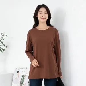 엄마옷 60대 여성 모슬린 기모 라운드 무지 긴팔티셔츠 515HJK036 중년여성/50대/70대/빅사이즈/할머니옷/