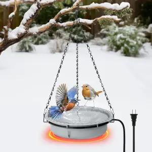 겨울철 야외용 애드니 걸이식 난방 조류 목욕 전원 코드가 있는 100W 온도 조절식 야외 파티오 마당 장식용