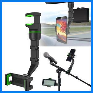 기타 헤드 용 1x 전화 홀더 마이크 음악 스탠드 학위 회전식 전화 지원 다기능 라이브 방송 브래킷 클립