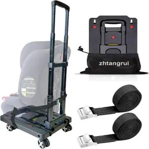 공항용 카시트 돌리 - 비행기용 롤러 카트 바퀴 스트랩이 있는 여행용 캐리어 트롤리 접이식 수하물