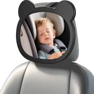 뒷좌석용 베이비 카 미러 1개 세이프티 시트 파손 방지 후크 클립 투명 및 360° 회전 필수 액세서리