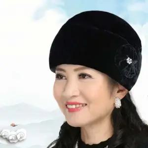 할머니 겨울 방한모 노인 벨벳 기모 보온 비니 외출 모자