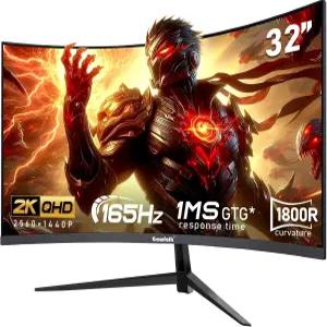 Gawfolk 32인치 2K QHD2560×1440P 165Hz 커브드 게이밍 모니터 PC 화면 1ms FreeSync 98 sRGB 178°