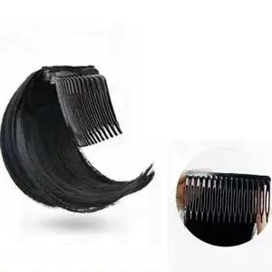 여성 정수리 헤어빗 붙임머리 부분 가발 블랙 (WFK9AJ2)