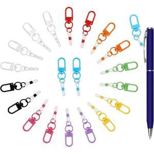 [미국배송] 랍스터 걸쇠가 달린 컬러풀 펜 클립 20개 - 랜야드용 배지 릴 실리콘 홀더 클립 릴용 접이식 홀더 간호사용 컨버터