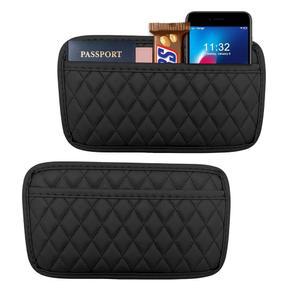 [포르르] 실빌 2pcs 카 사이드 포켓 정리함, 휴대폰 선글라스용 가죽 오토시트 보관 가방, 차량 시트 틈새 충전재용 방수 문서 홀더 트레이 파우치, 자동차 액세서리(대형)