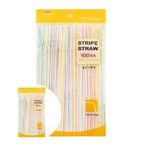 일회용 스트라이프 자바라 빨대 100p 스트로우 카페 업소용 쥬스 음료 빨대