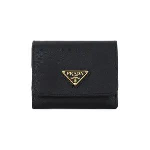 [명품] 삼각로고 사피아노 블랙 여성 반지갑 1MH043 QHH F0002