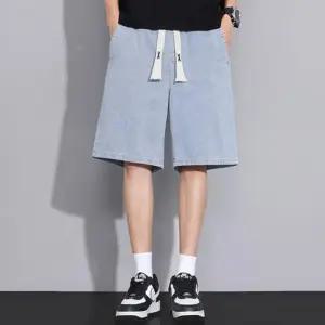 린넨반 면반 와이드핏 하프반 와이드핏반 청반 반바지 스트릿스타일 남성