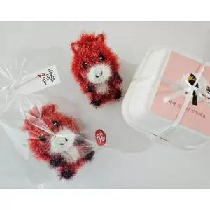 [깜몽뜨개] 2026 병오년 붉은 말 수세미 단품포장 답례품 새해 명절 어린이집 선물