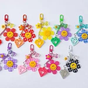 고품질 선물 백팩 가방 키링 테디베어 커플 스마일 열쇠고리 (WFKB6F6)