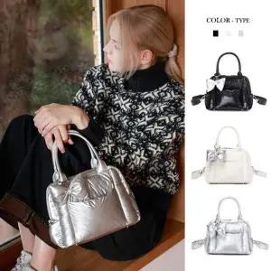 [셀러에이드]포올 패딩 토트 크로스백 리본장식 FA128 (3color)