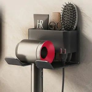 무타공 욕실 헤어 드라이기 고데기 거치대 스탠드 수납함 벽걸이