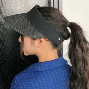 여성 라탄 썬캡 여행 휴가 산책 햇빛 차단 챙 모자