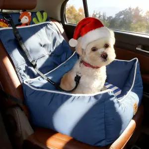 프리미엄 소형견 카시트 - 소형/중형견용 방수 여행용 캐리어 부스터 침대용 클립형 목줄이 있는 펫 시트