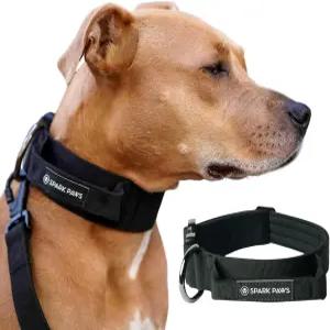 스파크 발 전술 개 목걸이 - 대형 및 중형견을 위한 견고한 내구성 고급 품질 두껍고 검은색 S 1.5