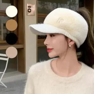 마리 선캡 데일리 니트 여성 보온 겨울 골프모자 털모