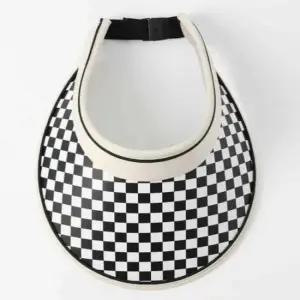 골프여자모자 여름여성모자 체크무늬 썬캡 화이트