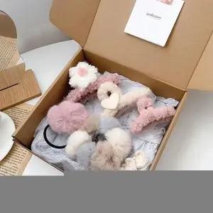 올림머리 헤어핀 집게핀 세트 크라프트 포장 선물세트 (WFKBOFU)