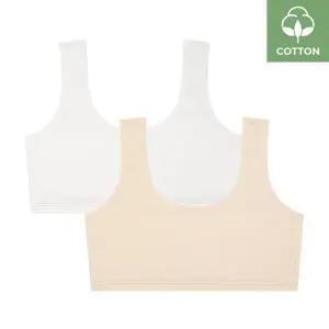 [수아팜] [3컬러 구성] 주니어 1단계 코튼 스판 브라 2매 세트