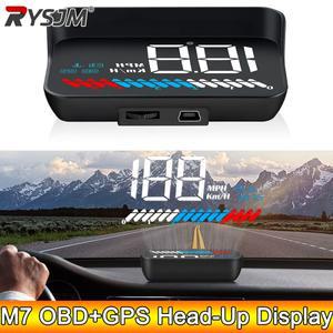 AD 헤드 업 디스플레이 M7 OBD GPS HUD 범용 자동차 속도계 전압 앞 유리 프로젝터 온보드 컴퓨터 과속 경