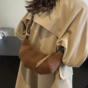 모던 하프문 스웨이드 겨울 가을 숄더백 SSH 144