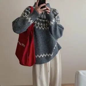 스웨터 니트 2컬러 니트티 클래식 여성 겨울 루즈핏 하프넥 포근한