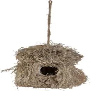 아늑한 초가 지붕 새u200B 집 다람쥐 환기구 24인치 입구 구멍 야외 정원용 천연 짚 외관 야생 조류 둥지