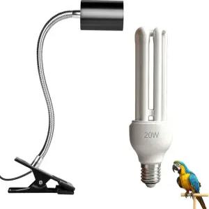 킹예누오 새장 조명기구 콤보 키트 나무 합판 클립 램프 24 UVB UVA 20W 콤팩트 형광 전구 모든 종류의