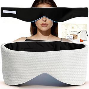 부드러운 리버서블 코튼 마스크, 옵시디안 블랙앤그레이 풀커버 조절식 랩, 여행용 낮잠용 초경량 토탈 블랙아웃 블라인드, 여성 남성 커플 성인용 즉석 선물 세트