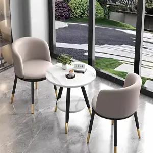 2인용 테이블 세트 원형 티테이블 카페 베란다 의자 베이지