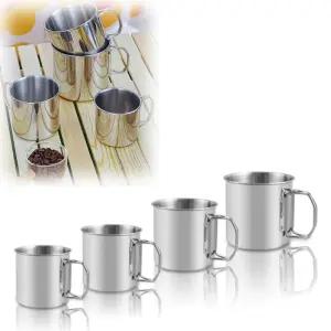 캠핑 스텐 머그컵 접이식 손잡이 휴대용 등산 (4P)레스 사무실 스탠 머그 이중 스테인리스 등산용 보온보냉