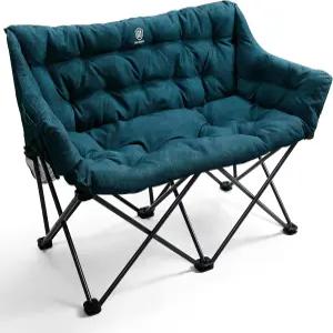 에버 어드밴스드 더블 캠핑 의자 측면 포켓 휴대용 소파가 있는 패딩 접이식 러브 시트 쿠션이 2인용 헤비