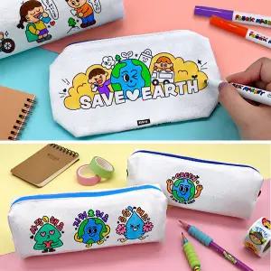 지구 환경 보호 패브릭 필통 만들기 DIY 그리기 꾸미기 파우치 단체 대량