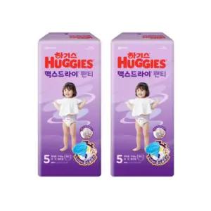 하기스 기저귀 맥스드라이 여아 팬티형 5단계 44pX2팩 BNS