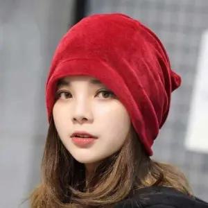 겨울 캐주얼 데일리 여자 벨벳 보온 니트 비니 방한