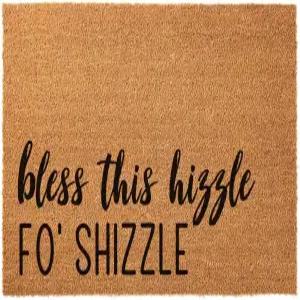 JiXianJu 재미있는 야외 코코넛 코이어 도어매트 블레스 디스 히즐 포 시즐 웰컴 프론트 현관 매트 개인